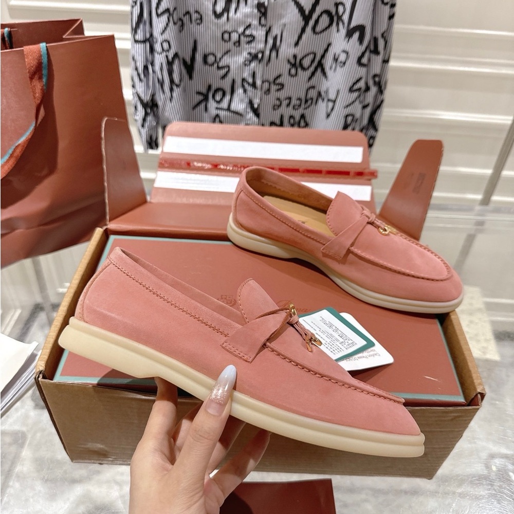 💗 Blush Pink Loro Piana Loafers | Summer Walk Suede Flats 👡 - Picture 8 of 8